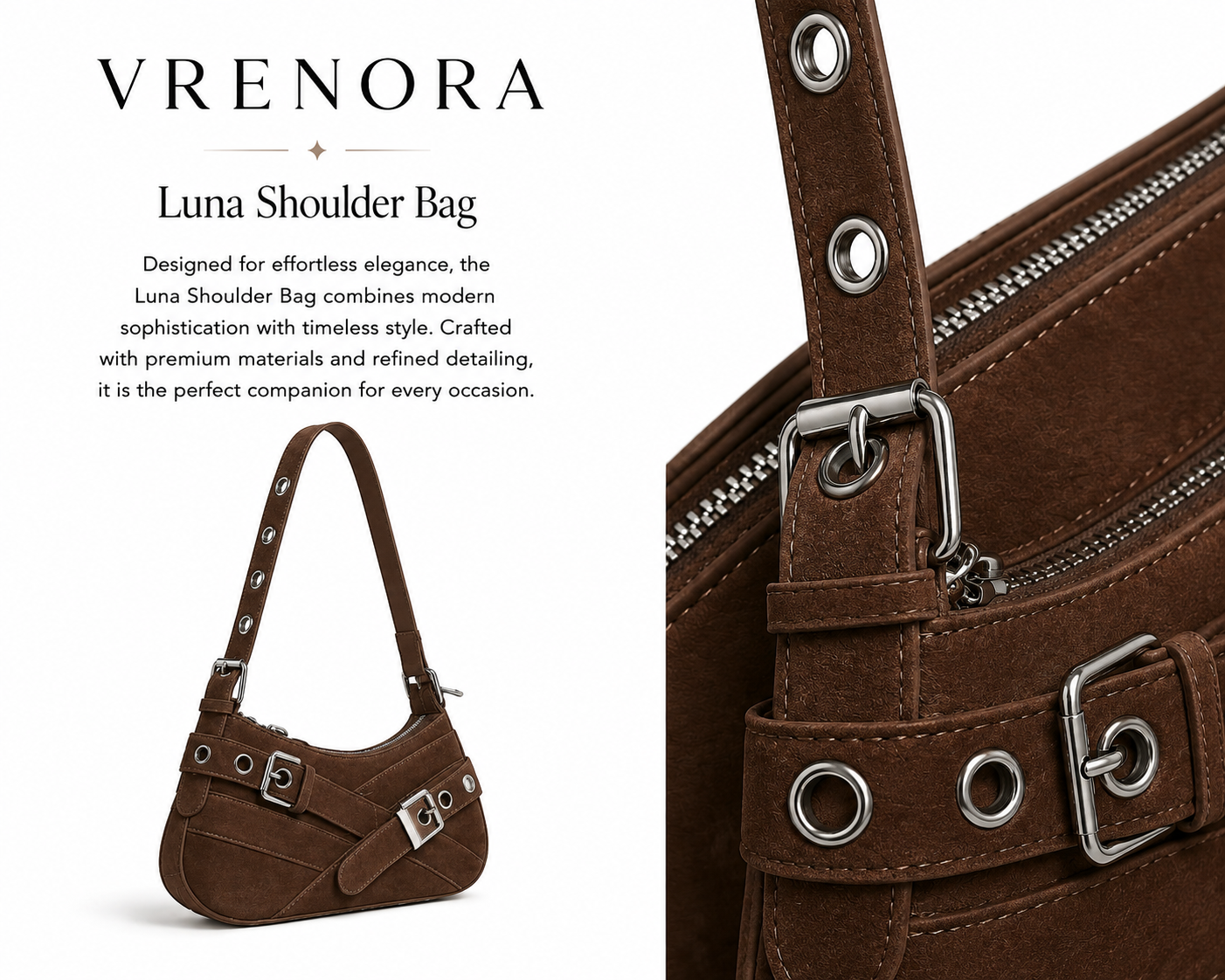 Vrenora Luna Buckle Shoulder Bag – Cocoa Brown