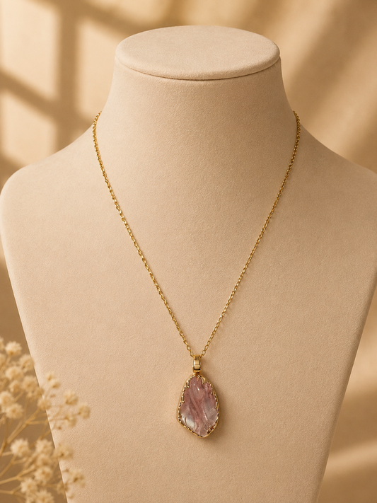 Vrenora Blush Stone Gold Pendant Necklace