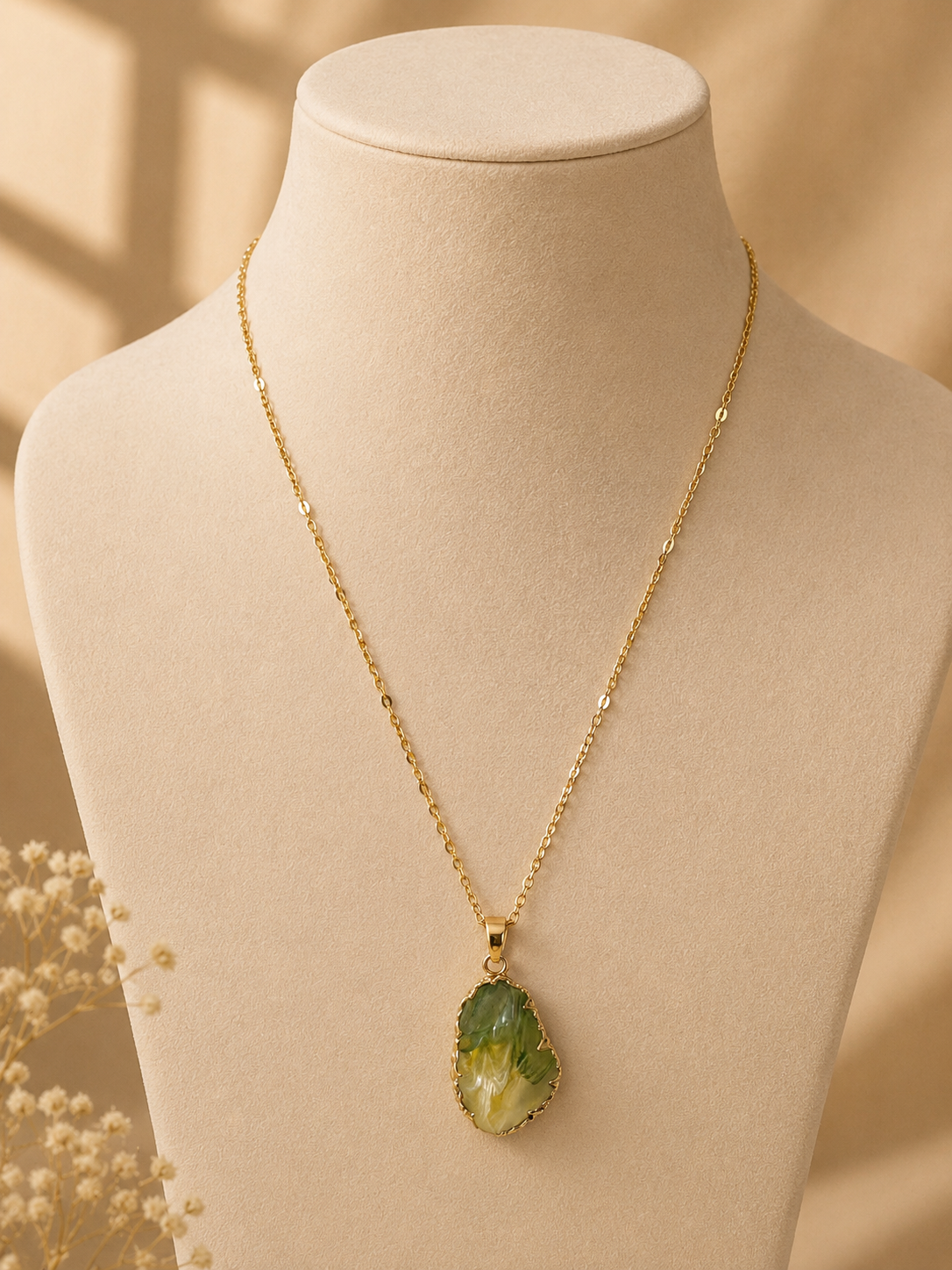 Vrenora Blush Stone Gold Pendant Necklace