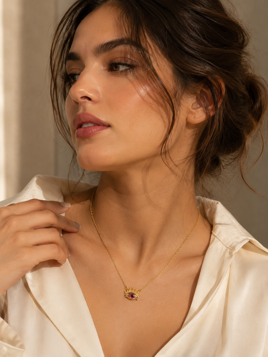 Vrenora Celestial Evil Eye Gold Pendant Necklace