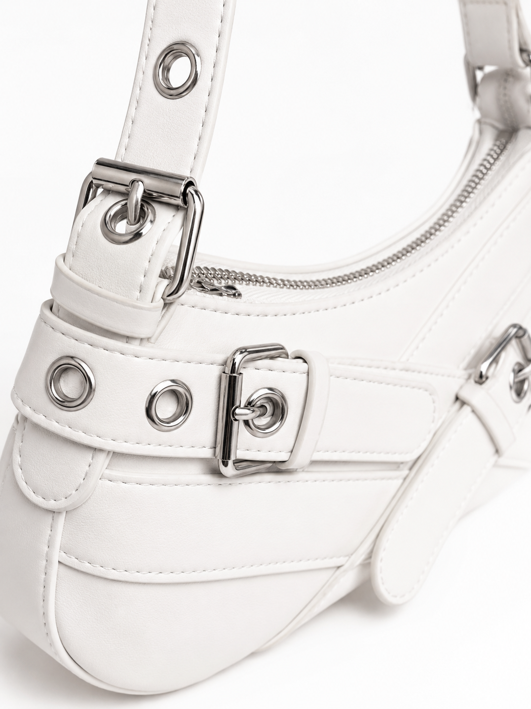 Vrenora Luna Buckle Shoulder Bag – White