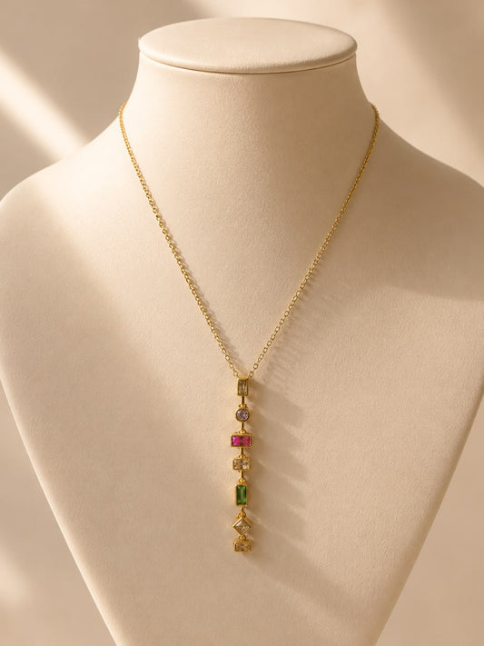 Vrenora Aurora Multicolor Gemstone Gold Pendant Necklace
