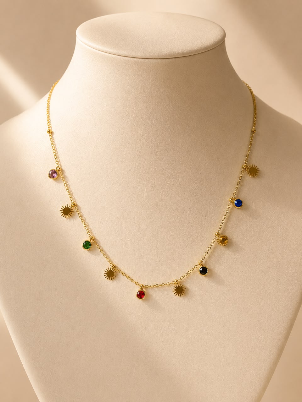 Vrenora Celestial Multicolor Charm Gold Necklace
