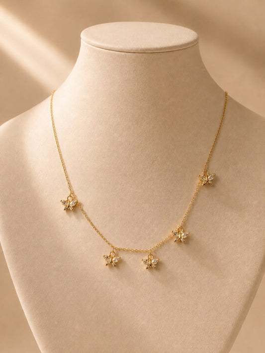 Vrenora Flutter Butterfly Gold Charm Necklace